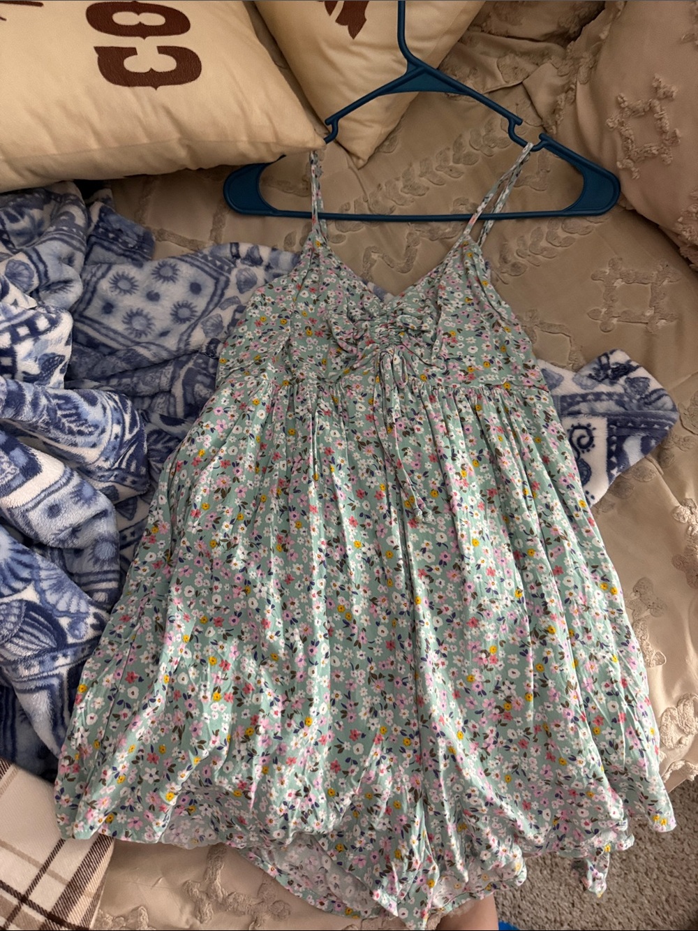 Floral Spaghetti Strap Summer Dress - Mint
